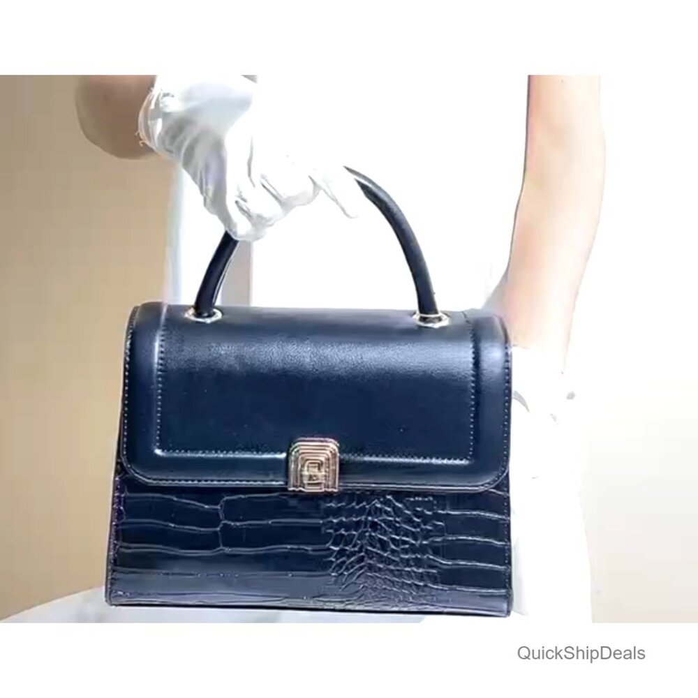 Crocodile Pattern Handbag Set with Mini Clutch, S… - image 3